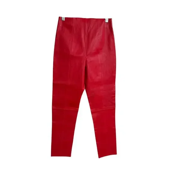 NBD NEW Nova 100% Leather Pant in Cabernet Size S Front Zipper Closure